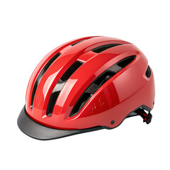 Red Bicycle Helmet with Integrated Visor isolated on transparent baackground