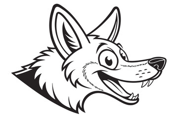 Outline cartoon coyote head showing teeth conveys a bold, comical, and dynamic character