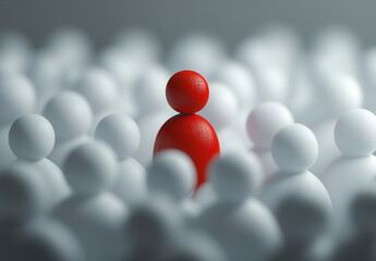 A single red figure amidst a crowd of white figures (4)