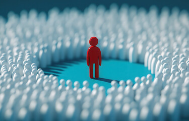 A single red figure amidst a crowd of white figures (2)