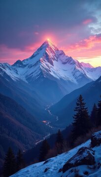 First light paints the Himalayan range in vibrant hues , spectacular, morning, high