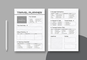 Minimalist Printable Travel Planner Template Layout