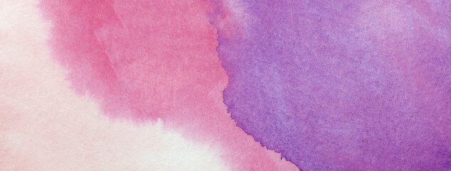 Abstract art background light pink and violet colors. Watercolor painting on canvas with soft lilac...