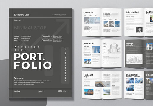 Professional And Minimalist Architecture Portfolio Template Layout