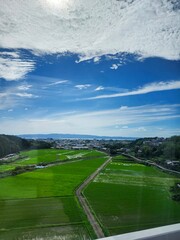 Coastal Village and Mountain Range in Kyushu, Japan