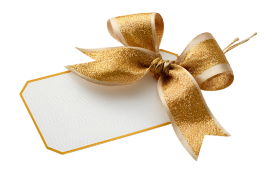 Elegant Gold Bow Gift Tag Blank Festive Holiday Decoration