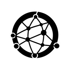 black silhouette of a globe with network on white .svg
