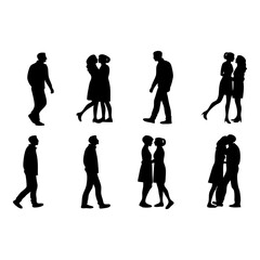 Silhouette Couples and Individuals: Minimalist silhouettes of couples and individuals engaged in various activities. Evoking a sense of intimacy and solitude against the backdrop of life's journeys.