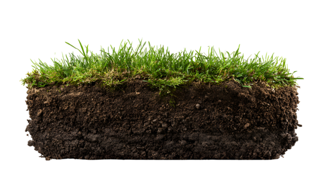 Lush green grass and rich dark soil cross section nature background - Powered by Adobe