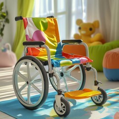 Colorful Wheelchair in Bright and Cheerful Playroom Setting