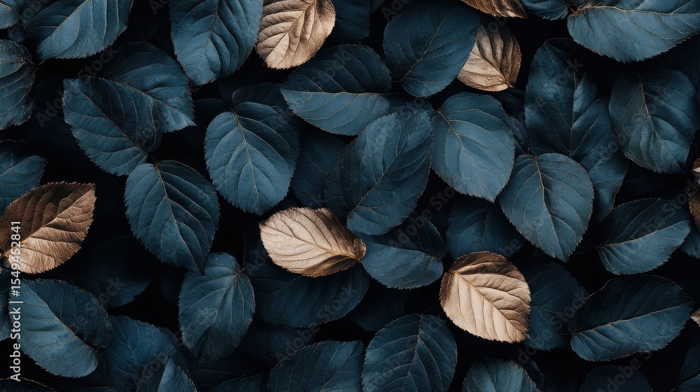 Poster an artistic arrangement of dark and light leaves displaying intricate textures that create a strikin