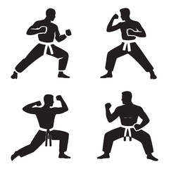 Karate Fighter in Motion Martial Arts Silhouette Vector Expressing Forgiveness and Control