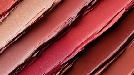 An artistic image displaying vibrant lipstick shades layered in streaks on a canvas, representing beauty, creativity, and the varied spectrum of emotions tied to makeup artistry.