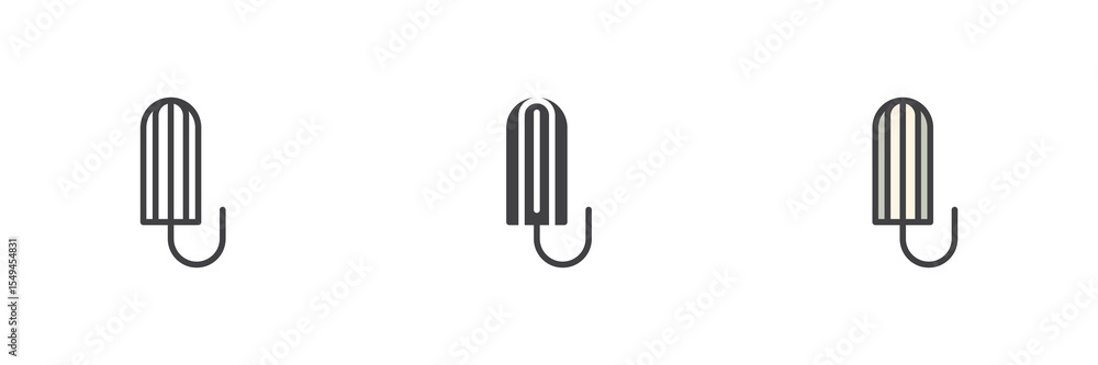 Poster tampon icon set in line, solid and filled outline style