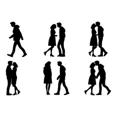 Silhouette of Love: A collection of silhouettes portrays the timeless dance of romance, from solitary strolls to intimate embraces.