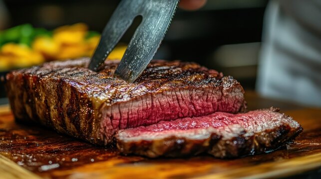 Sliced grilled steak