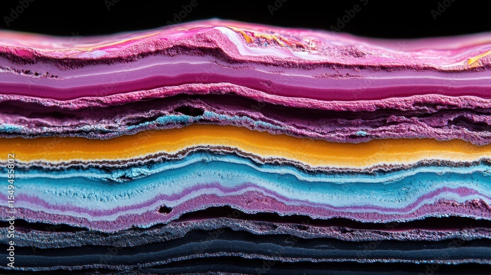 Aufkleber an eye-catching close-up of vivid colored layers seamlessly blending together, creating a dynamic ab