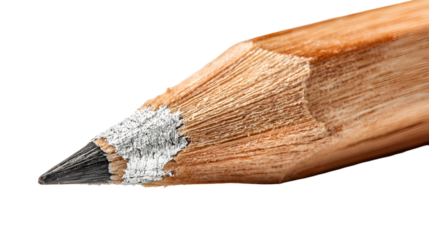 Close up of a sharpened wooden pencil graphite and wood detail