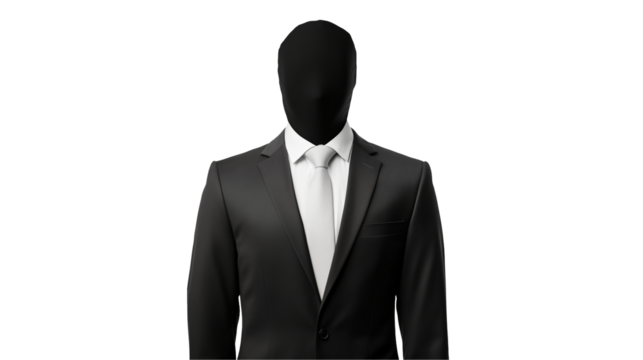 Anonymous Businessman in Suit Against  Isolated on transparent Background 