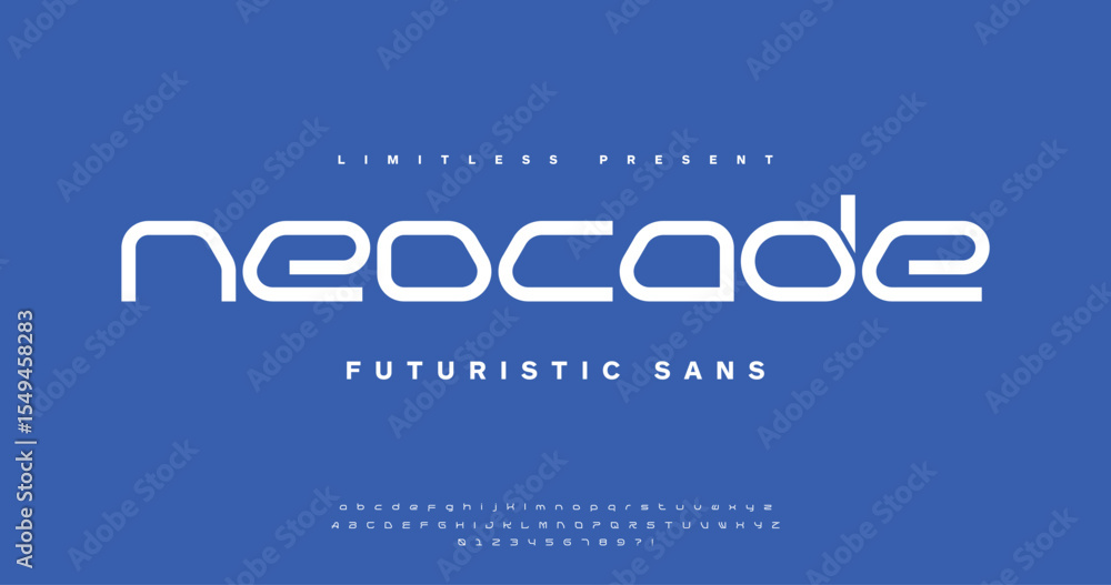 Poster neocode: a sleek and abstract tech-inspired font. futuristic digital alphabet design in vector forma