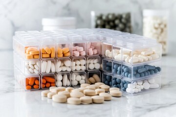 Organizing weekly medications pill organizer setup home image series clear containers top-down view health management for easy access