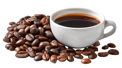 Fototapeta premium Aromatic Coffee Cup and Beans Rich Brew