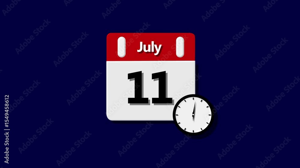 Poster 11 july month calendar. calendar simple icon animation date change time month. impress clients with 