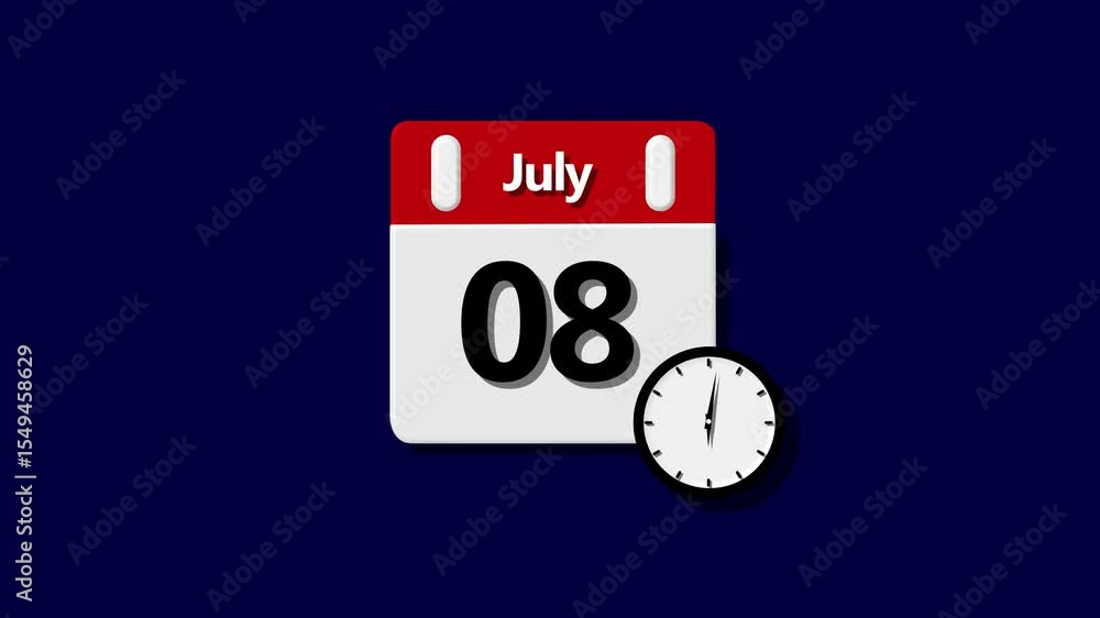 Poster 08 july month calendar. boost your productivity and impress clients with this sophisticated calendar