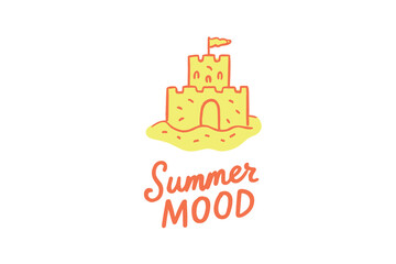 Naklejka premium Sandcastle summer mood quote flat vector bright colors clipart