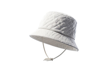 White quilted bucket hat with drawstring isolated white hat quilted hat