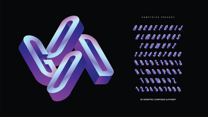 Good: 3D isometric display font with minimal A to Z letterforms. A creative and modern typeface perfect for headlines, posters, and digital projects. Vector typography illustration.