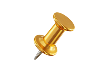 Luxurious Golden Push Pin 3D Render Office Supplies Elegant Stationery Gold Thumbtack Premium