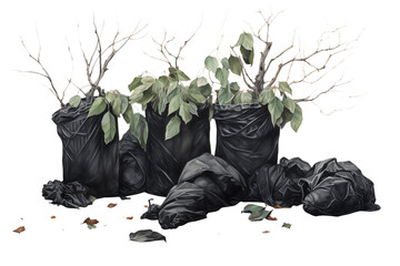 Abstract Charcoal Plant Sculptures: Minimalist Art Photography transparent background png