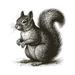 Engraving Style Squirrel Illustration A Captivating Black and White Portrait of Wildlife with Remarkable Detail and Artistic Flair © icon ocean
