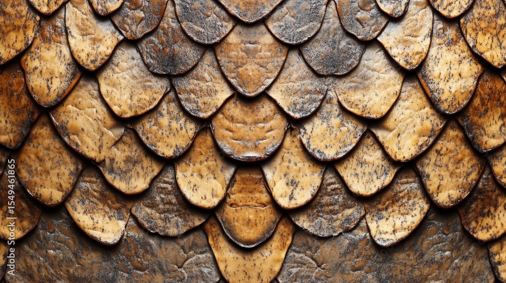 Poster textured close-up of a rustic wooden surface featuring layered scales that create a unique and visua