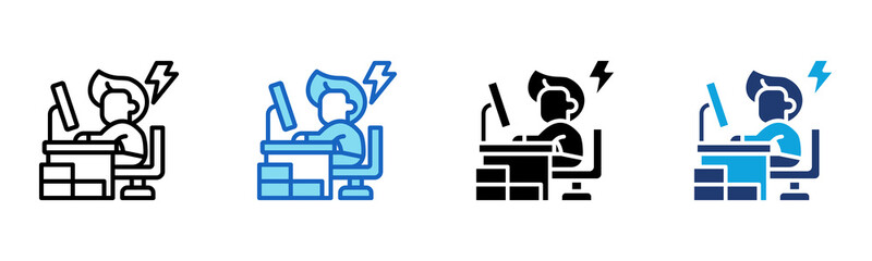 Hard Work icon Multi Style Vector Illustration
