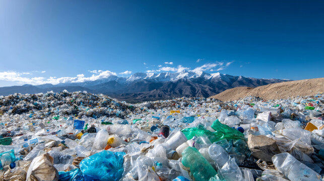 land with garbage, Garbage dump landscape of ecological damage contaminated land., plastic scrap in landfill, environmental problems pollution, waste or trash from household in waste landfill