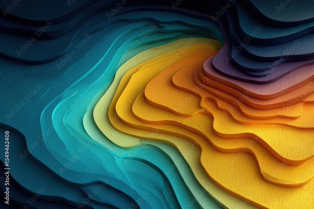 Poster colorful abstract gradient background with topographic design layers