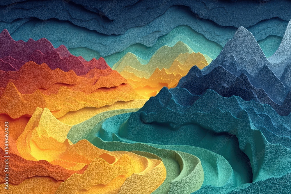 Poster colorful abstract gradient background with topographic elements