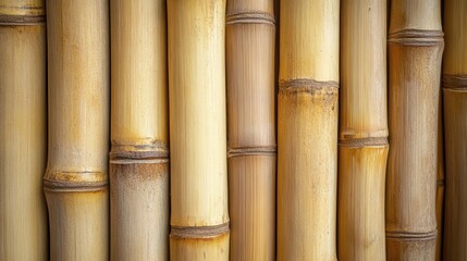 Fototapeta premium Close-up View of Natural Bamboo Stalks Showing Textures, Color Variation and Patterns in a Calm Setting for Design or Nature-Themed Projects