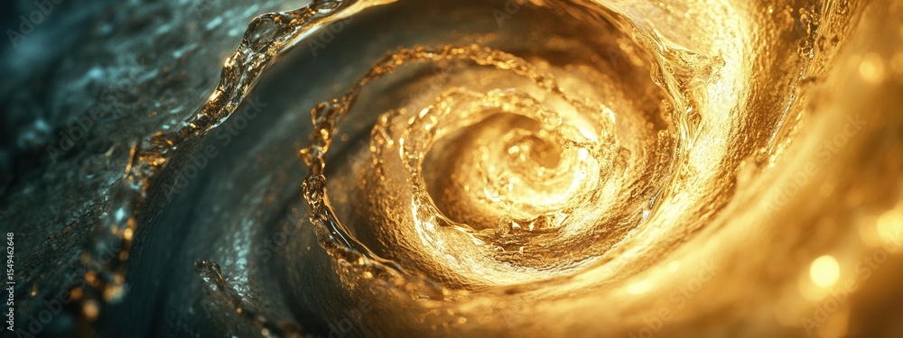 Aufkleber abstract golden water swirl representing fluid motion with vibrant colors and depth for artistic and