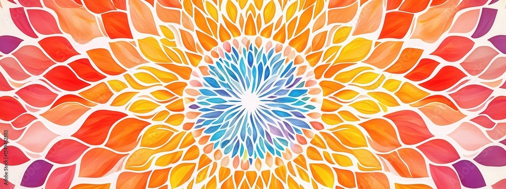 Poster colorful abstract art with warm tones and radiant patterns for creative backgrounds and decorative u