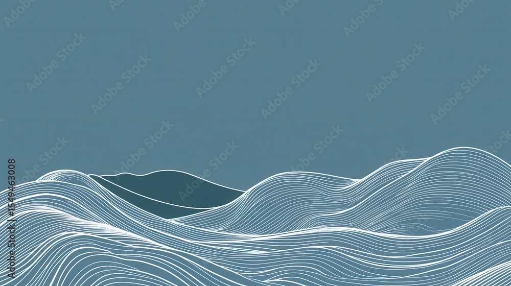Poster abstract line art creating flowing waves and curved patterns on a minimalist background emphasizing 