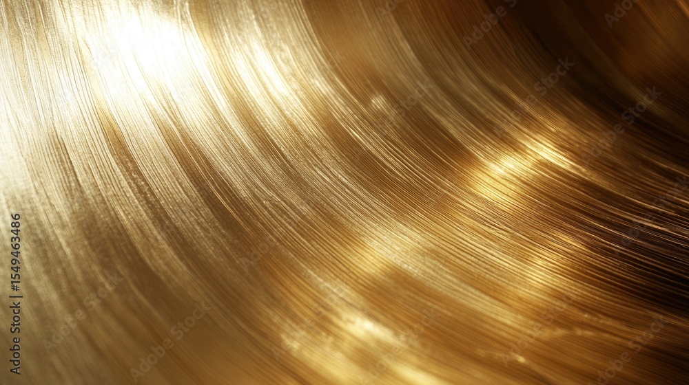 Poster close-up of shimmering gold surface with soft light reflection showing unique textures and patterns 