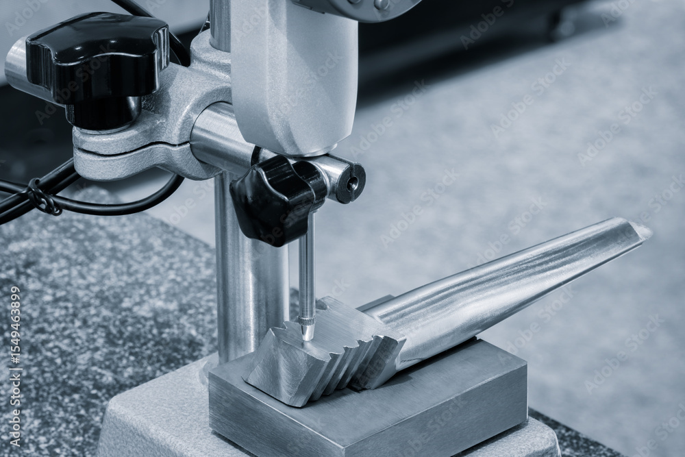 Poster quality control on milling metal cnc machine, coordinate measuring machine tests turbine blade, cmm 
