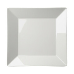 White Square Ceramic Plate with Glossy Surface &ndash; Top View, Transparent Background Generative Ai.