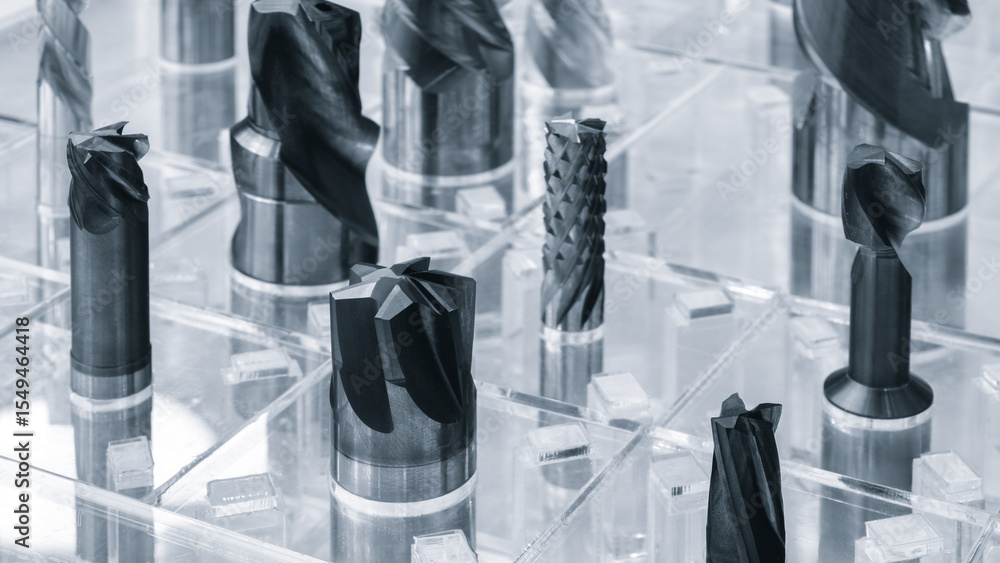 Poster various types of drill bits. display is organized and bits are arranged in a way that makes it easy 