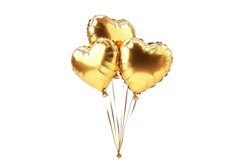 Gold heart balloons against black