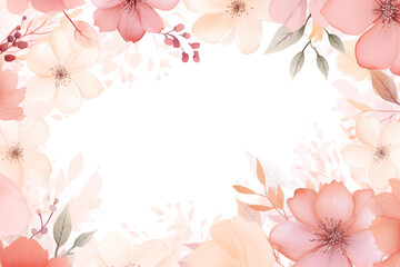 Fototapeta premium Peach & Blush Watercolor Floral Frame: Elegant Wedding Invitation Design transparent background png