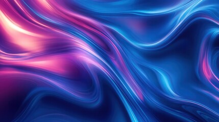 Fototapeta premium Abstract fluid waves of vibrant blue and pink colors flowing seamlessly across a smooth surface creating a mesmerizing light effect and depth illusion